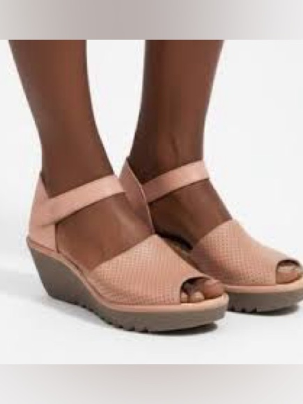 Fly London Yake Perf Leather Platform Wedge Sandals -Rose Pink EU 37/US 6.5-7 - Picture 2 of 11